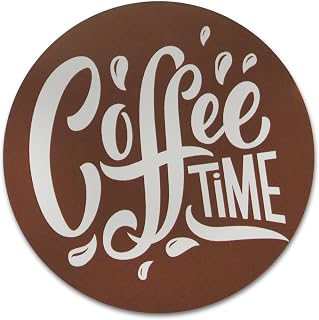 Novel Merk Coffee Word Art Vinyl Stickers - 3” Round Individual Decals for Laptop, Water Bottle, Party Favors, & Decor - Waterproof & Repositionable (Coffee Time 1 Pack)