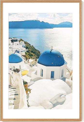 Miniatura 163 de Axeman Marco para póster de 18 x 24 pulgadas con paspartú para 16 x 20 pulgadas, marco de fotos de madera maciza de roble con vidrio templado, marco