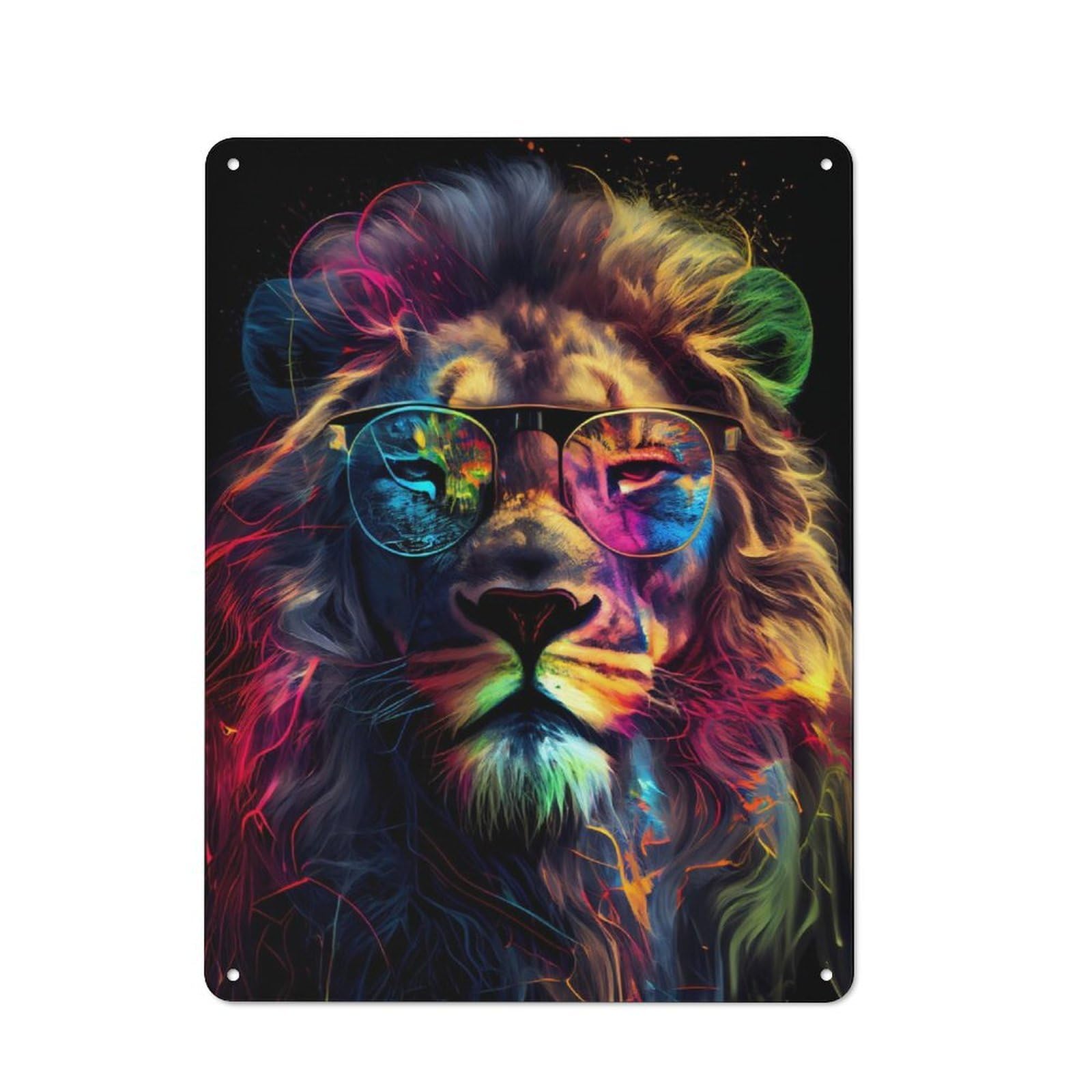 Junmoney Lion Sunglasses Rustic Tin Sign 40X30cm Featuring For Garage Or Workshop, For Updating Garage And Workshop After Moving