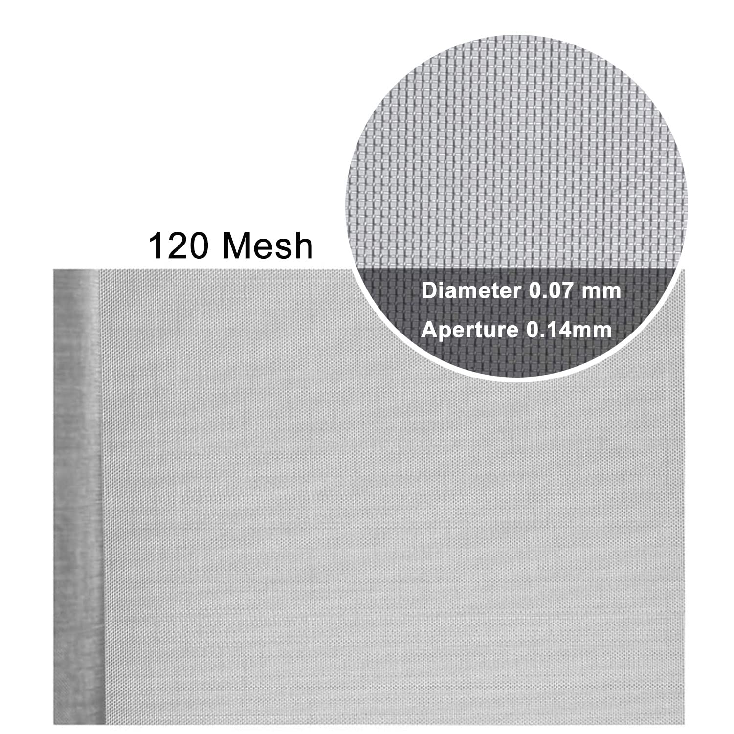 120 Mesh Malla De Alambre Malla Tejido, Malla De Acero Inoxidable 304, Malla De Ventilación De Aire Resistente A La Corrosión para Casa Cocina Filtro De Red Tela De Filtración