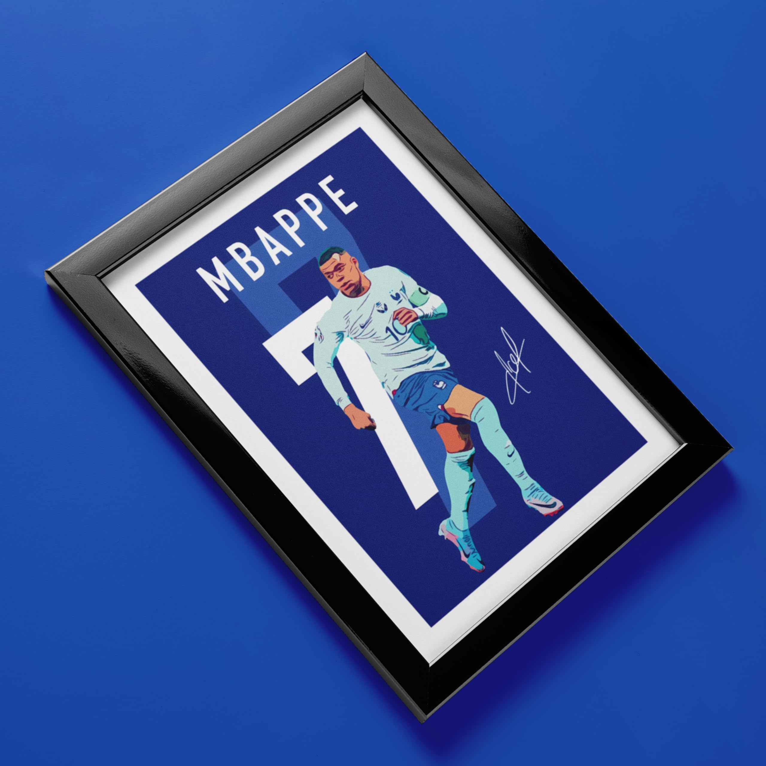 MODERN GALLERY MART Kylian Mbappe Football Player Photo Frame – A4 Size (8.3 x 11.7 inch) – Sports Wall Art for Bedroom, Living Room, Office, and Gift Purposes (Kylian Mbappe)