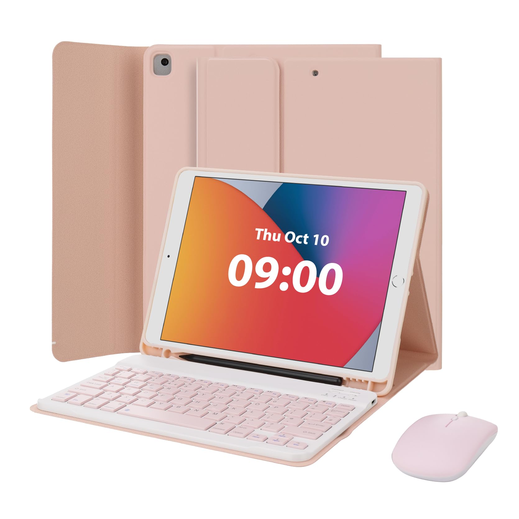 Funda de teclado para iPad de 10.2 pulgadas con mouse inalámbrico desmontable 8