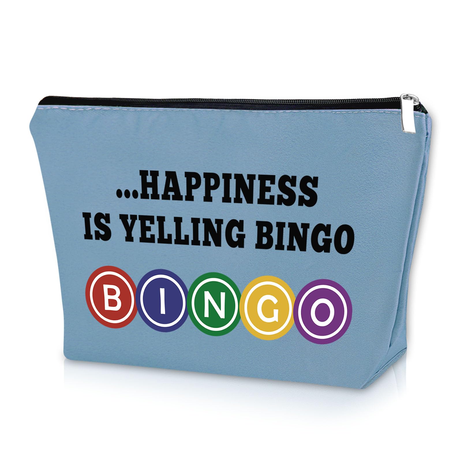 Sazuwu Bingo Gift Blue Makeup Bag Funny Gifts for Bingo Lovers Casino Gifts for Her Cosmetic Bag Bingo Player Gifts Gambling Gifts for Women