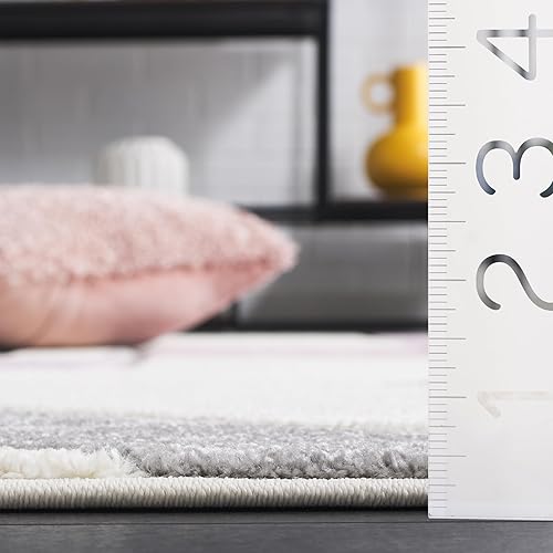 Vista 21 de SAFAVIEH Alfombra de área de 8 x 10 pies – Colección Hollywood – Grande – Marfil y azul pavo real, diseño moderno de mediados de siglo, no desprende