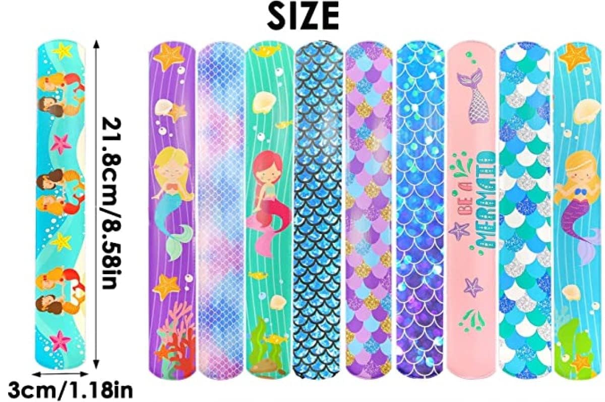 SNAPTRON Mermaid Theme Return Gifts For Kids Birthday- 12Pcs Mermaid Theme Slap Bracelets For Kids Party Boys, Girls- Best Birthday Return Gifts For Kids, Children Girls 2