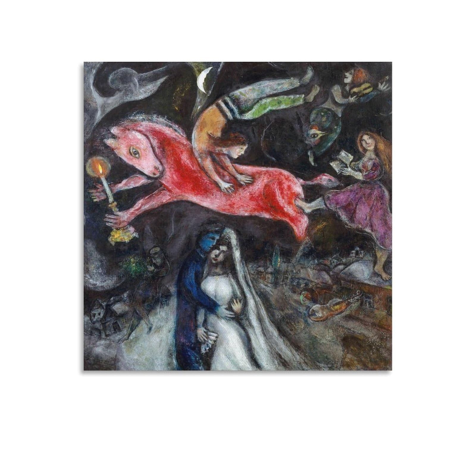 Toile Marc Chagall cheval rouge : impression d'art de luxe