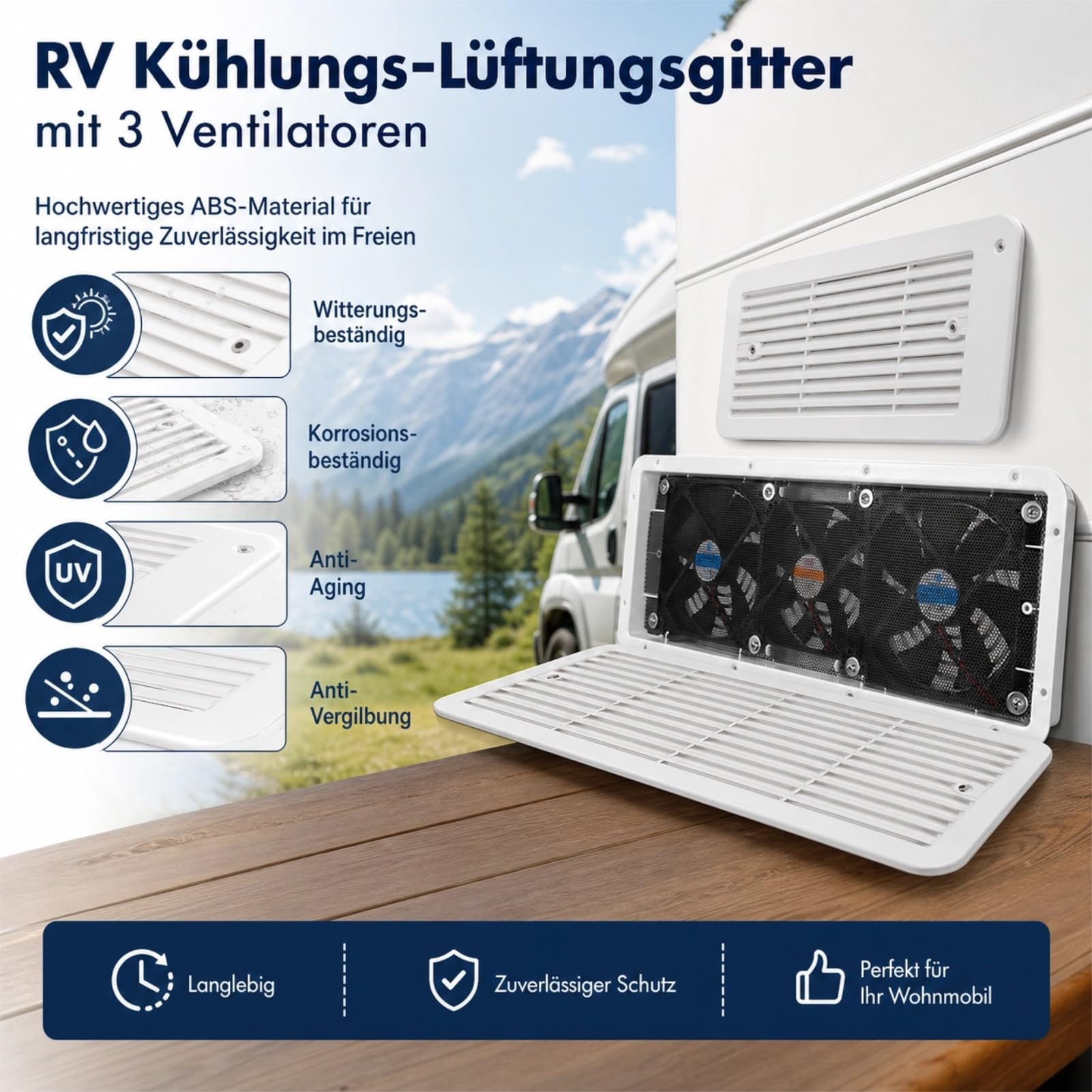 RV -Kühlschrankventilator, Vielseitige Lüftungslüftungslüftungslüftung, Effiziente Kühlseite, für Wohnmobil -Yachtboot