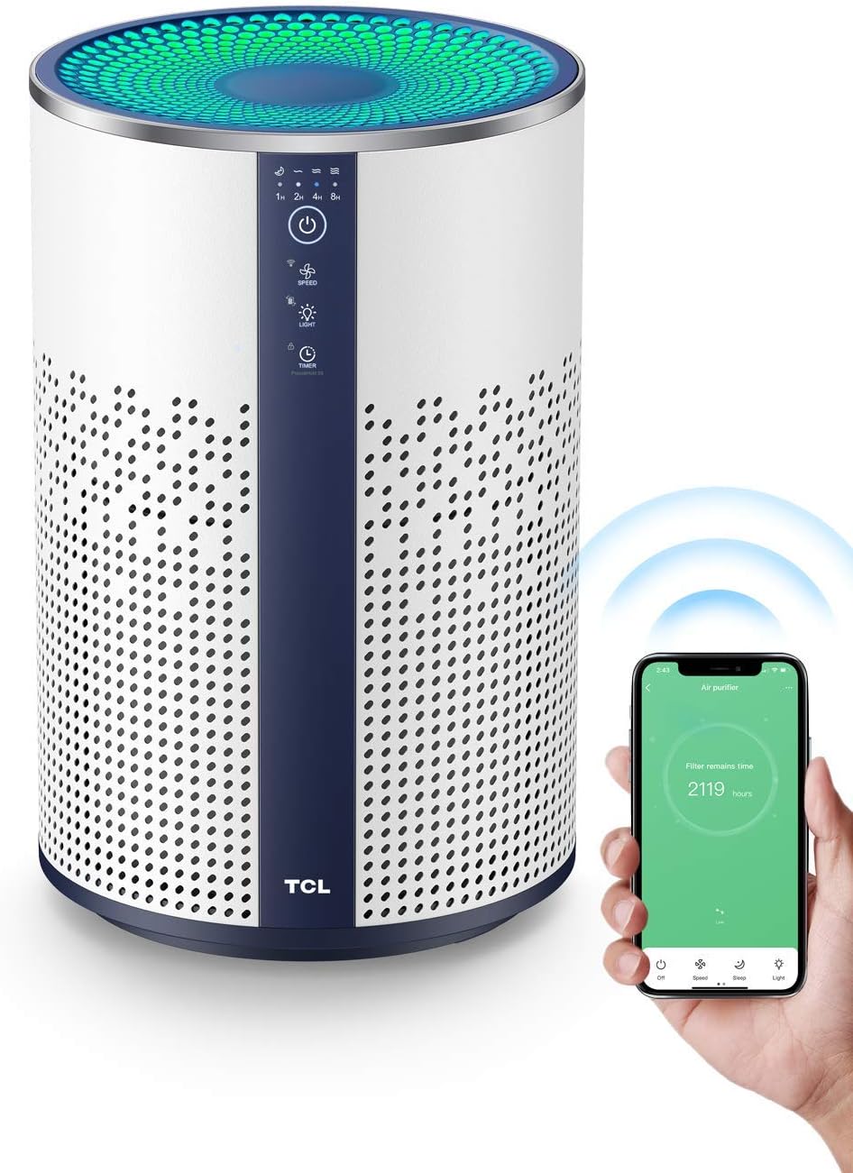 TCL Air Purifier for Home Room Bedroom, Smart WiFi Alexa Control, True H13 HEPA Air Filter Remove 99