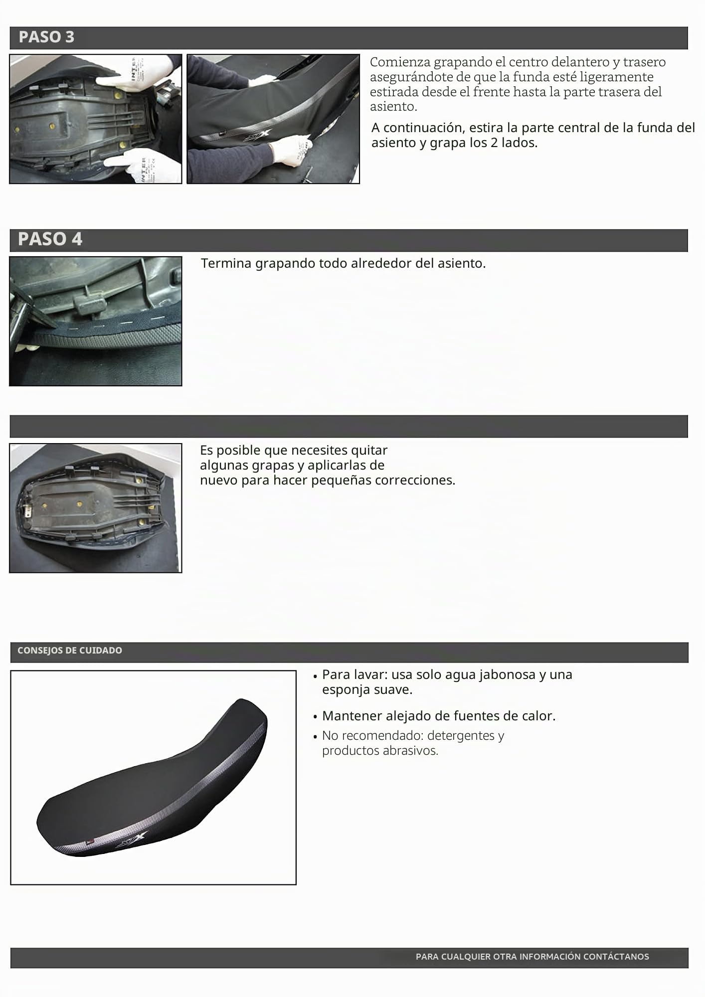 Funda de Asiento Compatible con Yamaha T-MAX 500 2001-2007 Color Negro con Costuras Grises y Logo Gris