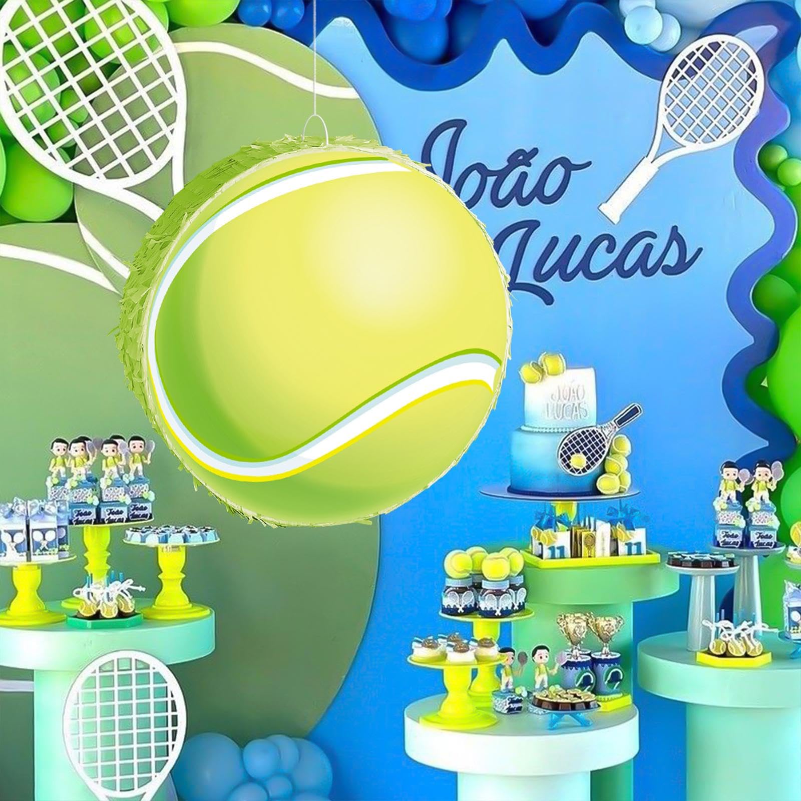 Baoblaze 4 Pièces Piñata Balle de Tennis Jeu pour Fête Décoration Suspendue Fourniture de Divertissement Set Complet avec Accessoires Appropriée pour Les Fête