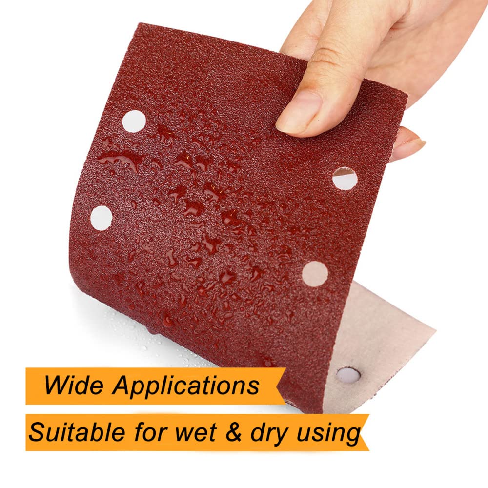 Fogli abrasivi 93 x 185 mm Carta vetrata abrasiva ad acqua/asciutta Tamponi per levigatrice a strappo Grane assortite Adatta per levigatrice rettangolare, Set D
