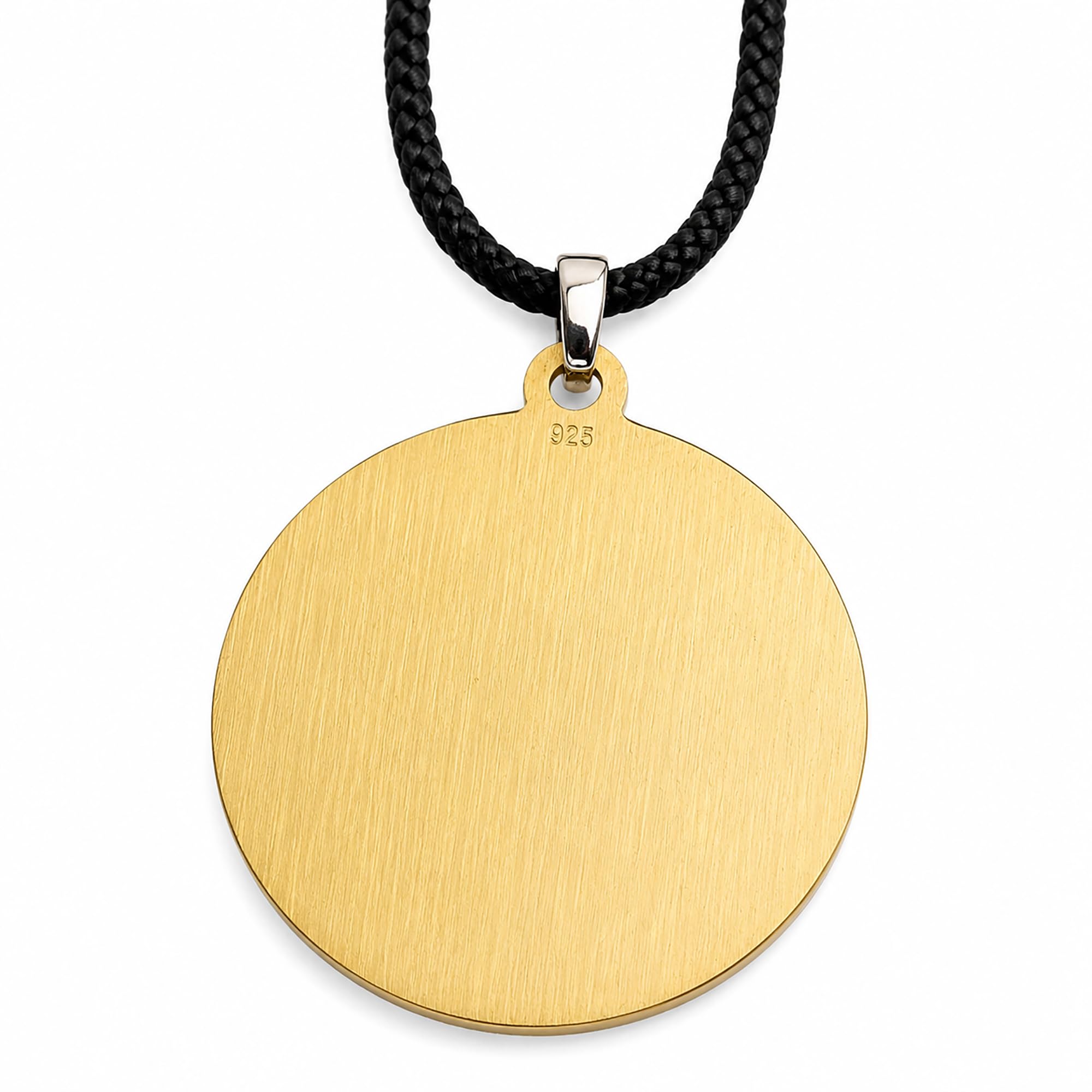 Gioielli Aurum - Collana Uomo Argento Sterling 925 con Ciondolo Bussola Rosa dei Venti, Cordino Cotone Nero 45 cm, Pendente 3 cm Lavorato a Mano, Gioiello Uomo Stile Nautico Idea Regalo