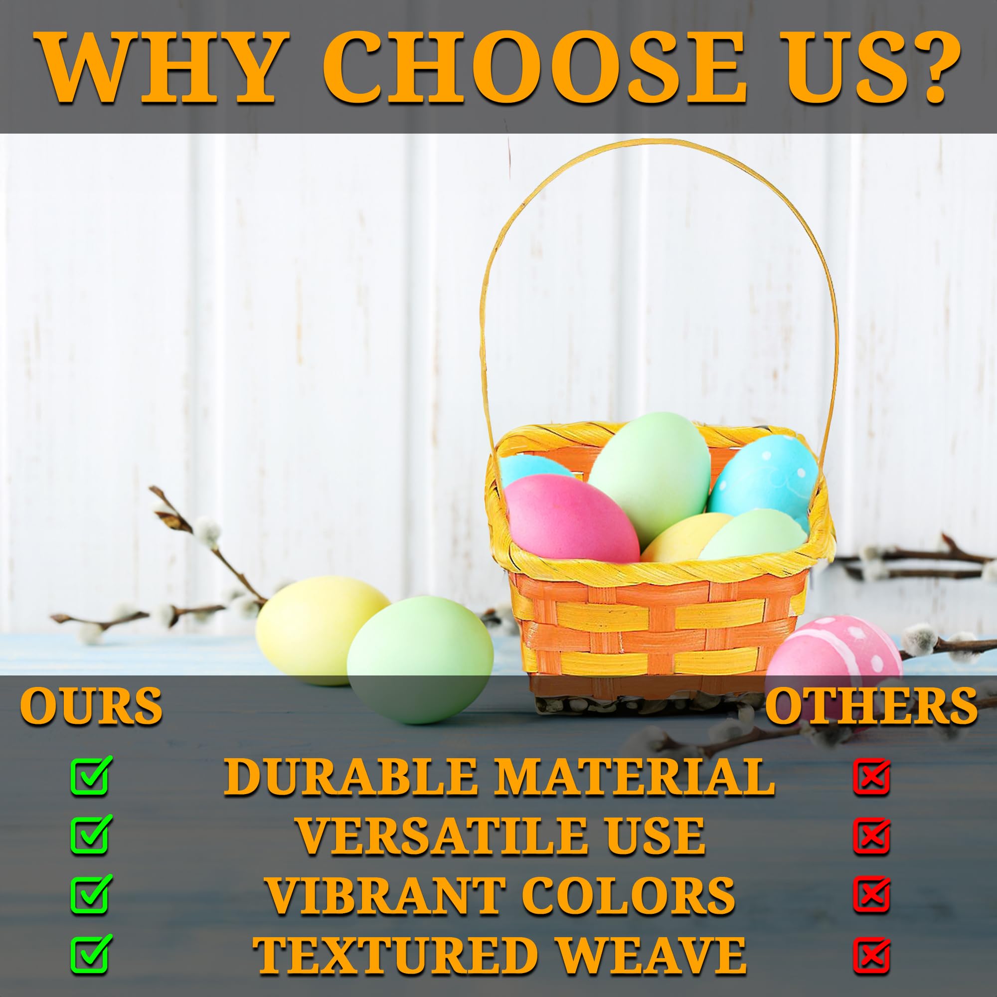 Fun Express Easter Basket Bulk 12 Pack - Small Square Bamboo Easter Baskets For Kids | Colorful Decorative Mini Baskets For Easter Egg Hunt, Classroom Parties & Spring Celebrations | 3.5x3.5x3 - View #8