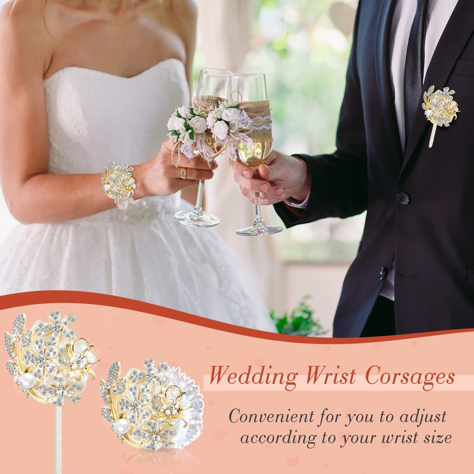 Amazon.com: Yunsailing 2 Pcs Rhinestone Wrist Corsage and Boutonniere Set -  Artificial Flower Corsage Wristlet for Wedding Prom Homecoming Bridesmaid  Bridal Shower Anniversary Formal Event(Gold Ivory,Pearl) : Home & Kitchen