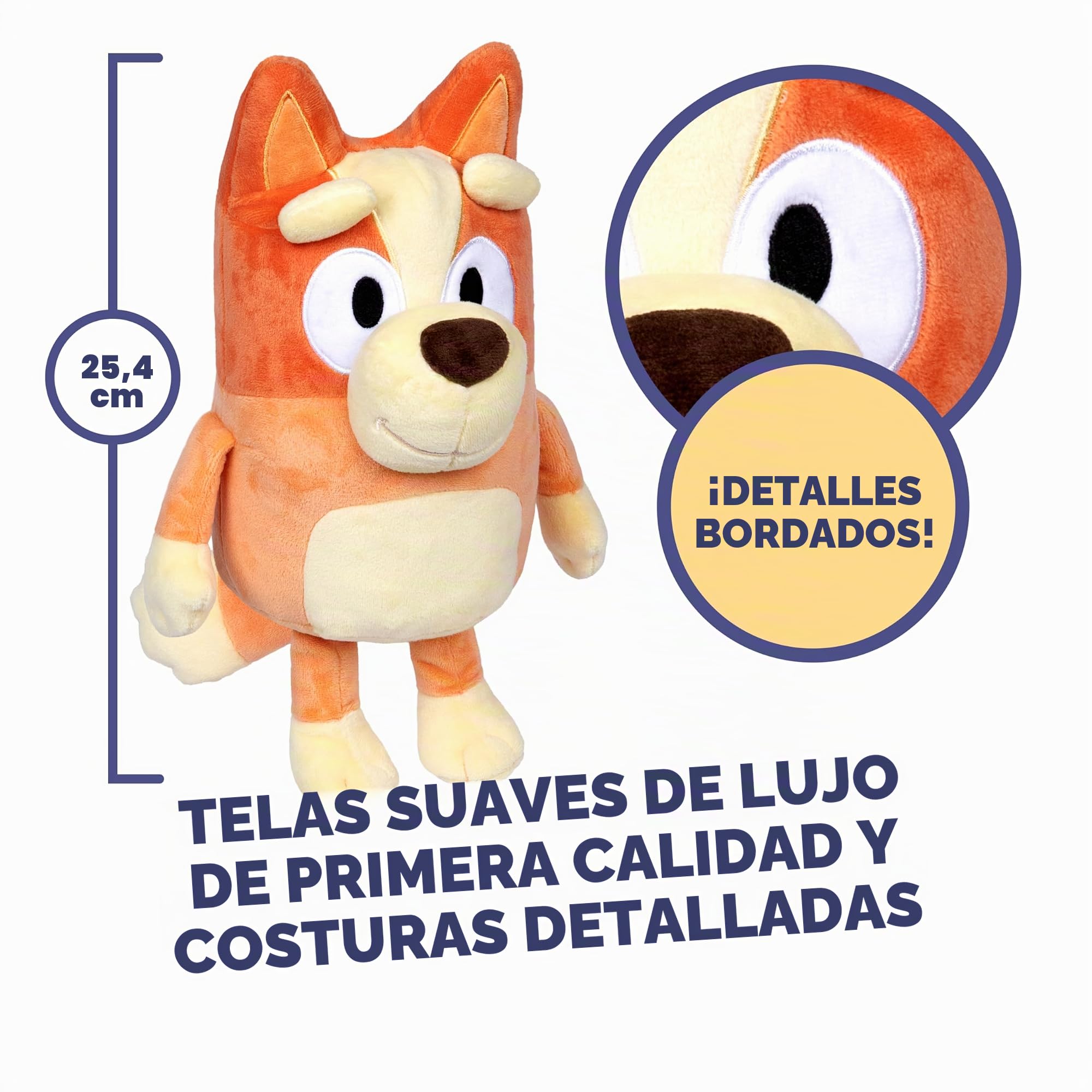 Bluey - Peluche de Bingo parlante de 12 Pulgadas - Interactivo - Canta Junto con el Bingo, 9 Frases Diferentes, Multicolor, 17137