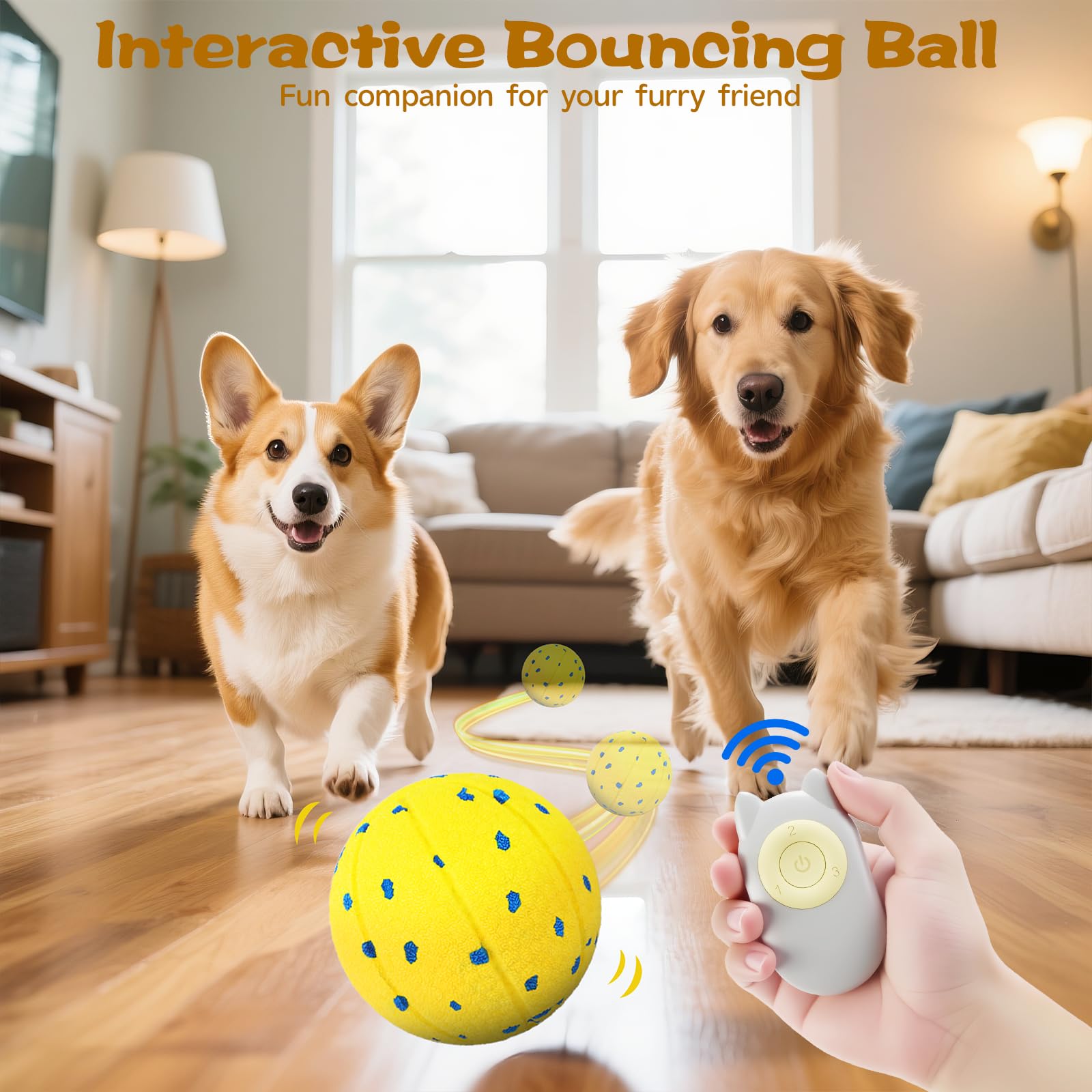 Interaktives Hundespielzeug mit Fernbedienung, automatisches Bewegen, Hüpfen und Drehen, 3 Modi, E-TPU-Material, aggressives Kauen, IPX7 wasserdicht, rollender Ball für große und mittelgroße