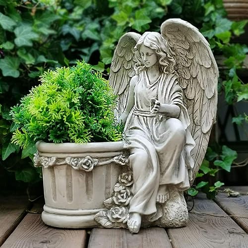 Angel Flower Pot Jardín Memorial Maceta Romana Columna Estatuilla Florero Poliresina Florero Decoración al aire libre,Ángel A
