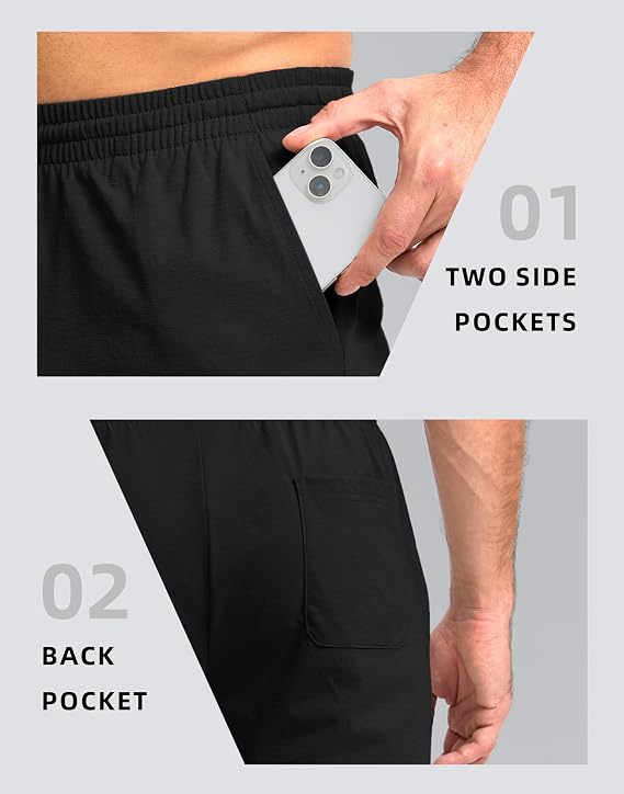 Pudolla Men's Lounge Shorts with Pockets 9 Lightweight Sweat Jersey Shorts for Men Workout Gym Athletic