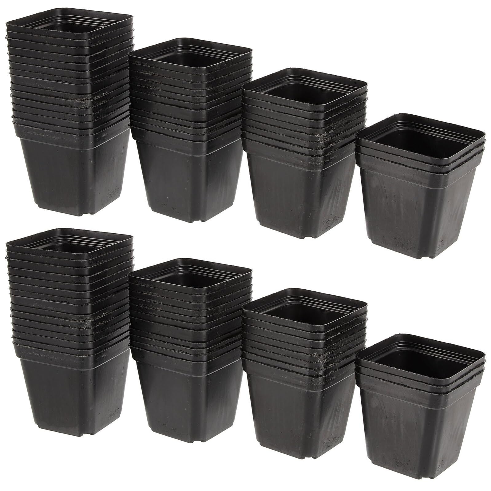 VICASKY 100 Pièces Pots de Pépinière Carrés Noirs avec Drainage Plastique Réutilisables pour Semis