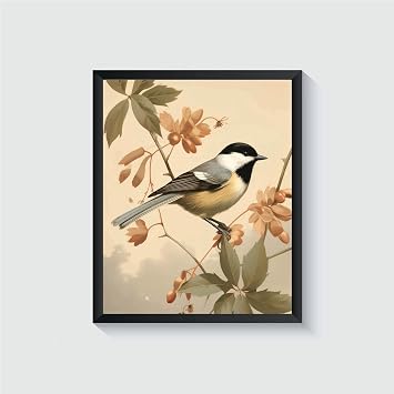 HomeArtPrint Chickadee Poster Art Print, 11x14 inches Unframed, Vintage Bird Wall Art Decor
