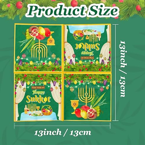 Miniatura 6 de Decoraciones de Sukkah Sukkot, 40 servilletas de Sukkot, desechables de papel Etrog Lulav, servilletas judías para fiestas judías, suministros de