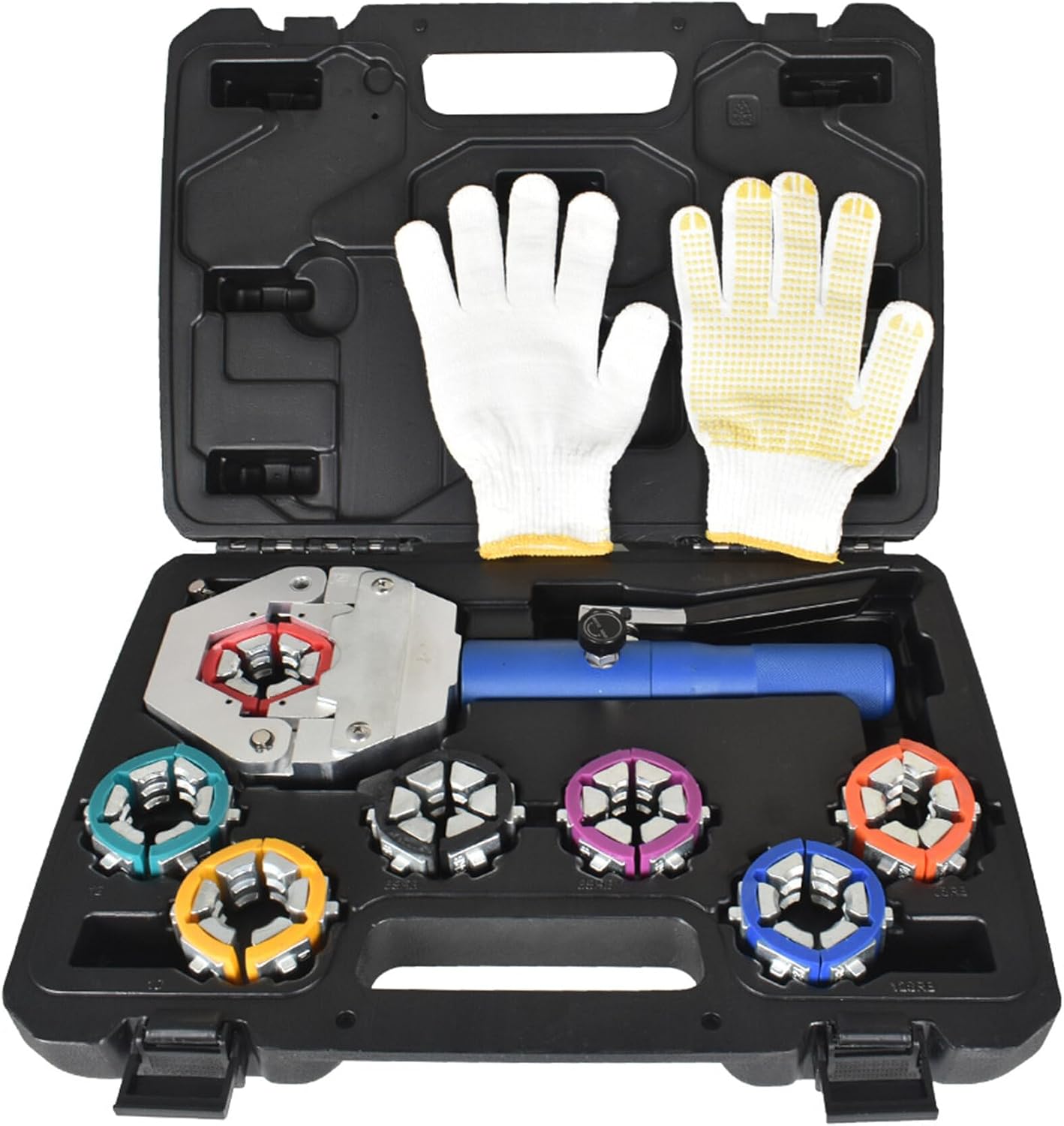 kimllier Hydraulic Hose Crimper AC Crimping Tool for Barbed and Beaded Hose Fittings, Crimper with 7 Die Set