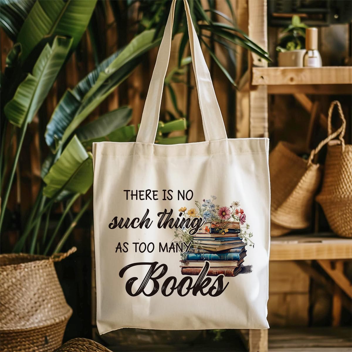 2PCS Canvas Tote Bags for Women - Book Lover Gift for Librarian, Teacher, Readers - Black, White - Image 5