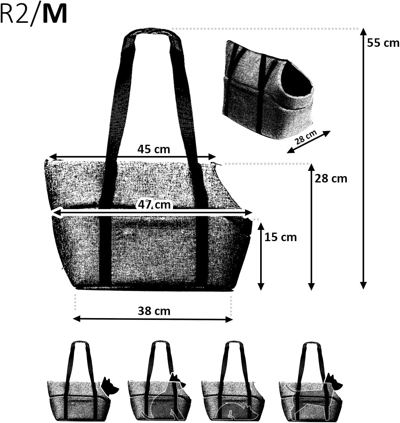 Bolsa para perros – Marrón/Patrón: Patas, M a 10 kg – Bolsa de transporte para perros pequeños y medianos – Perros y gatos