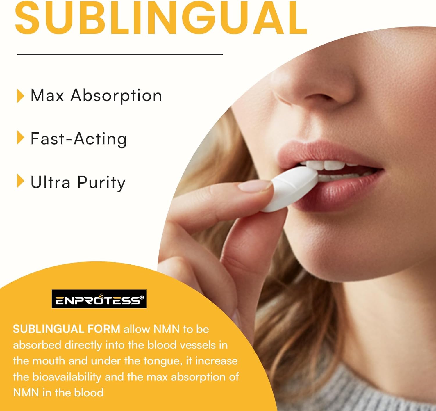 Sublingual NMN 500mg, Max Absorbency & Fast-Acting NMN Supplement（240-Day Supply）, 99% Pure NMN (Nicotinamide Mononucleotide) for NAD, Cell, Immune, Energy, Muscle, Anti-Aging, Longevity, 240 Lozenges