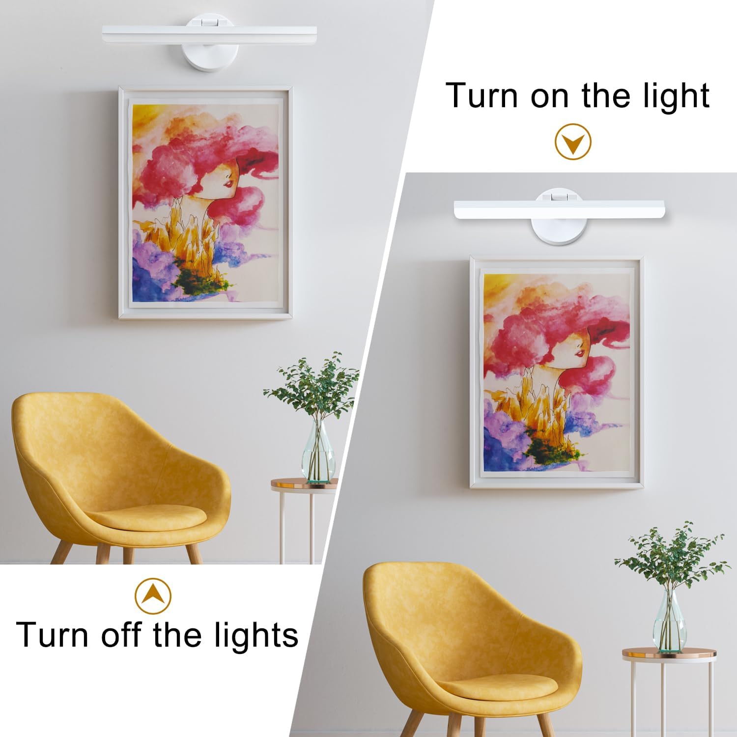 LED Modern White Bathroom Vanity Lighting Fixtures Over Mirror 16inch Rotatable Wall Lights Fixtures for Bathroom(White Light 6000K)