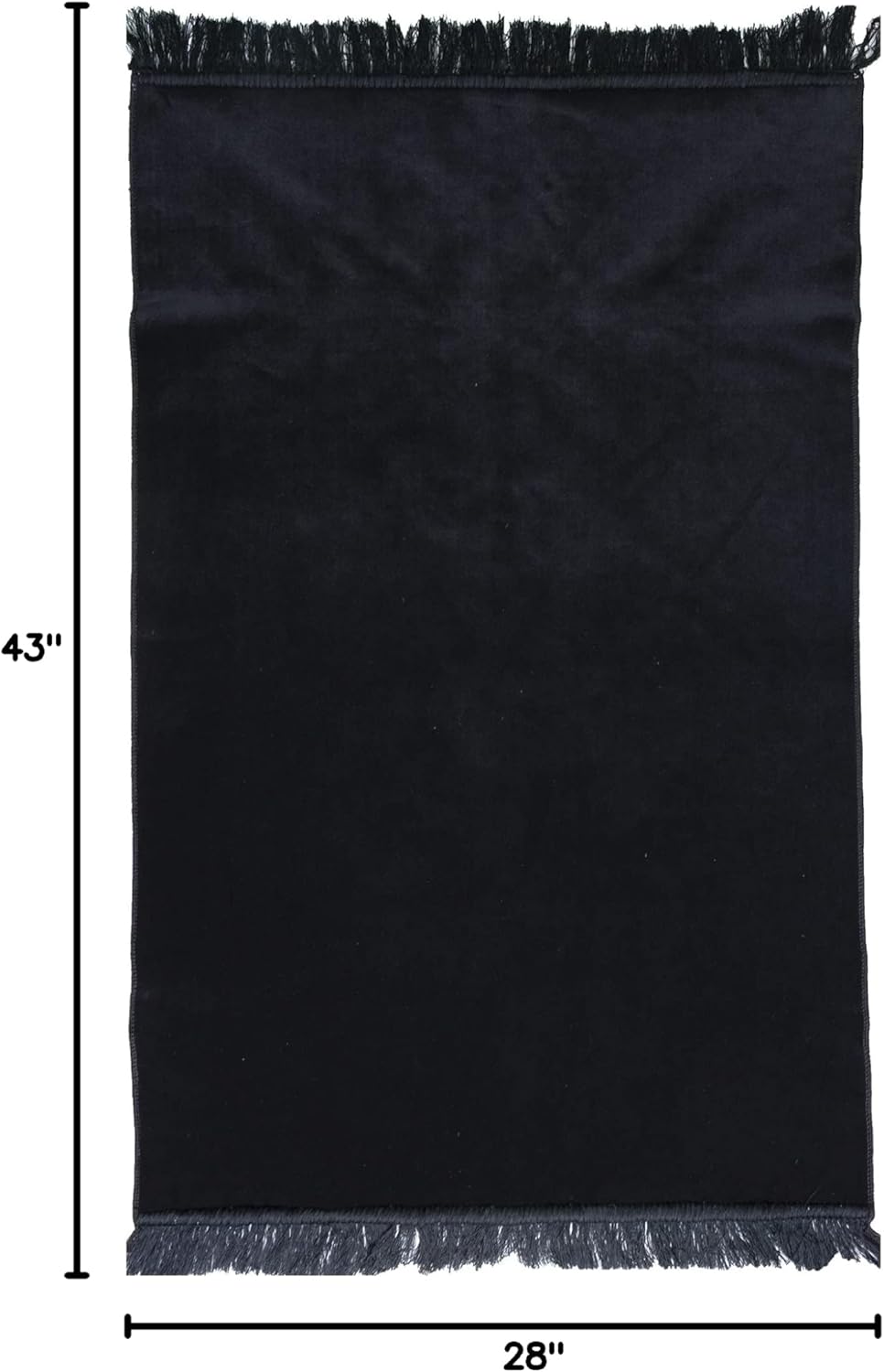 Modefa Turkish Islamic Velvet Janamaz Prayer Rug - Prayer Mat Carpet for Men and Women - Traditional Muslim Sajadah - Ramadan or Eid Gift - Solid Simple (Black)
