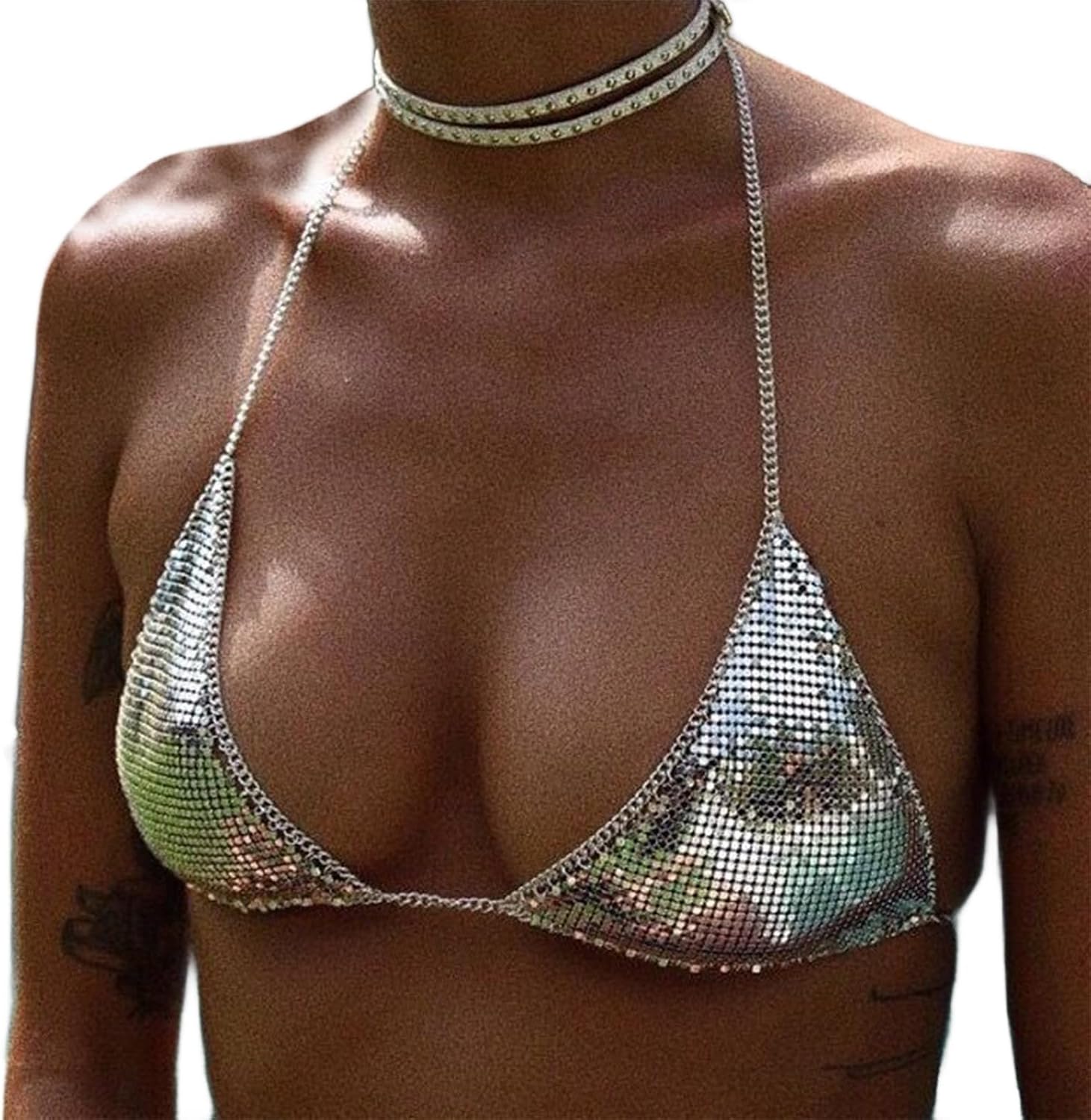 Fashionable Hollow Out Metal Bra Chain Underwear for Women Seeking Trendy Outfits for Parties and Evening Occasion Sleeveless Multicolor