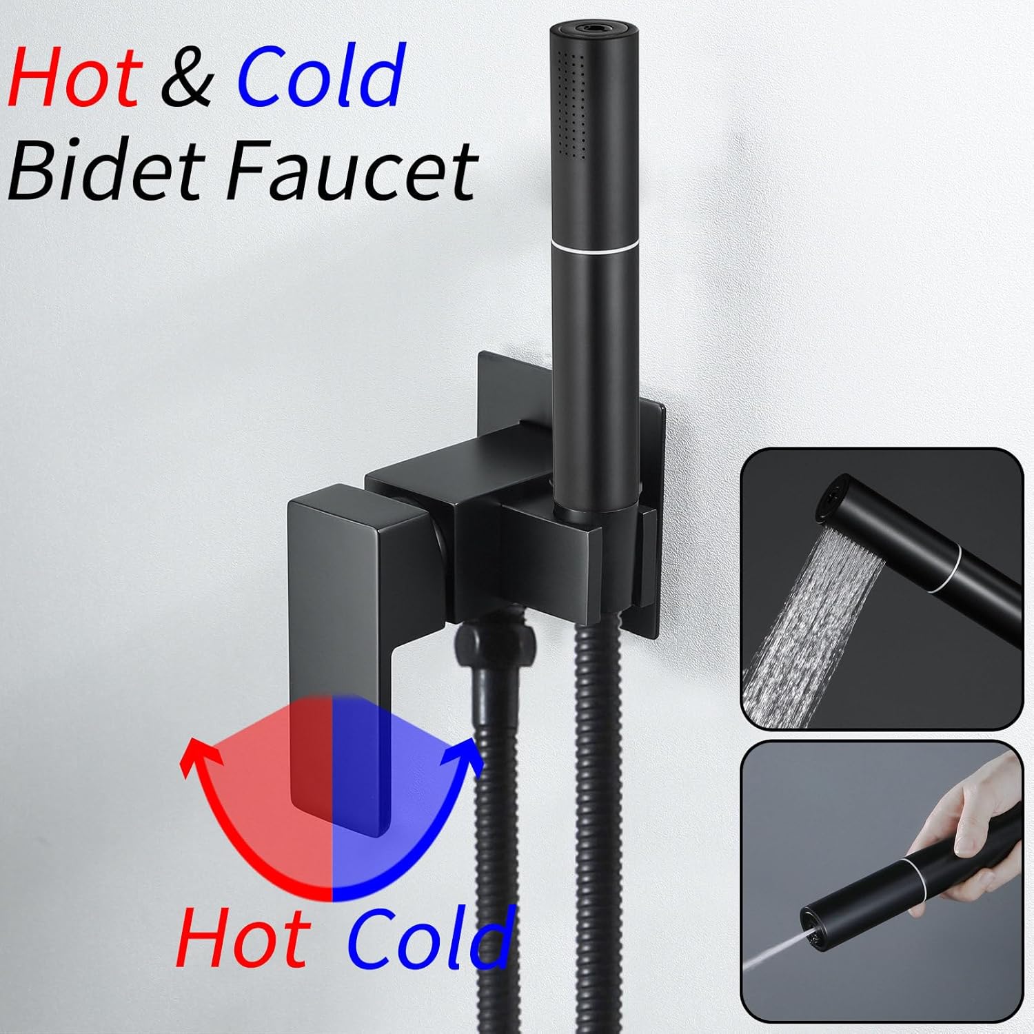 Handheld Bidet Sprayer for Toilet, 2 Functions Bidet Attachment for Toilet Hot and Cold Douche Jet Spray Kit Single Handle Concealed Cloth Diaper with Brass Rough-in Valve