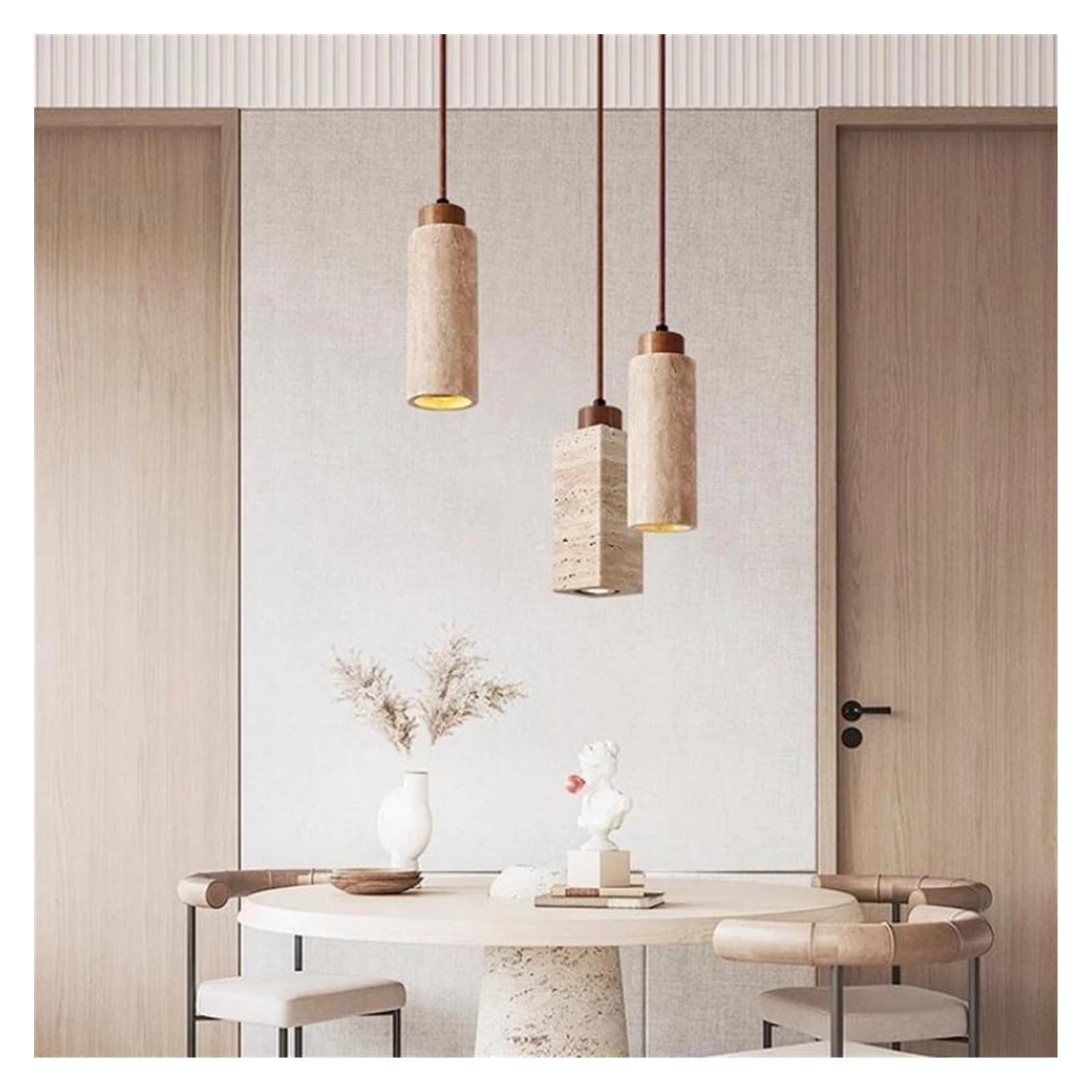 Lampadario, lampadario giapponese in pietra gialla naturale per camera da letto, lampadario da comodino, lampadario retrò per ristorante, lampada a sospensione a LED di design, illuminazione decorati