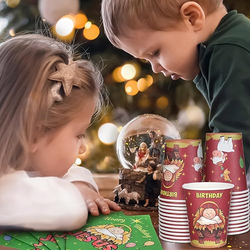 Miniatura 4 de Maxcheck El juego de vajilla de 108 piezas incluye platos desechables de Jesús, servilletas, cuchillos, cucharas, tenedores y vasos de Jesús