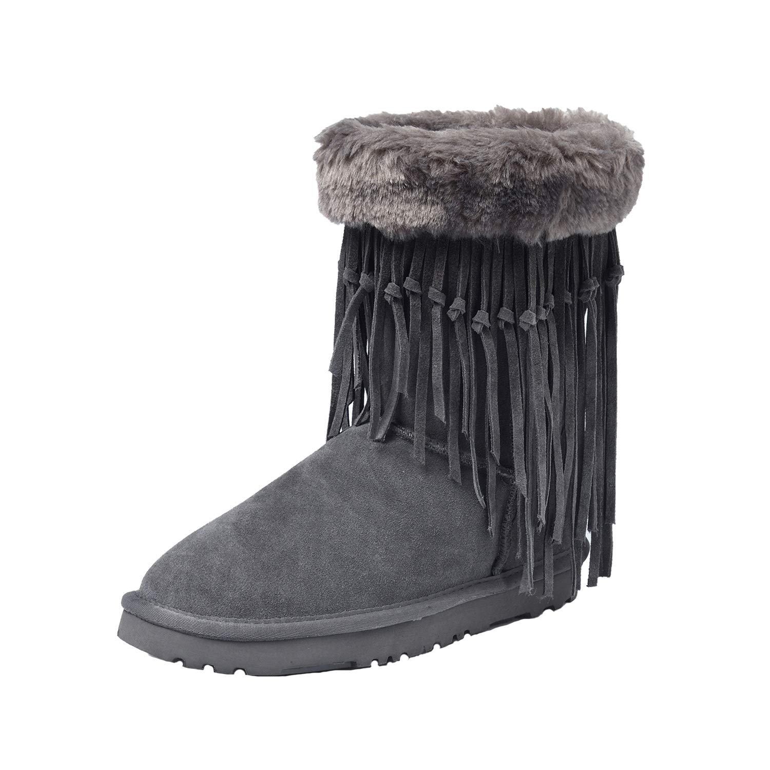 Shenduo Women's Tassel Mid-Calf Winter Snow Boot DA5835