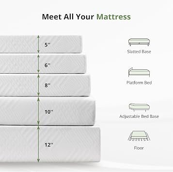 EGOHOME Queen Memory Foam Mattress 10 Inch, Green Tea Gel for Cooler Sleep, Supportive & Pressure Relief Double Mattress, Bed in a Box, Medium, CertiPUR-US Certified Foam, 80 x 60, White