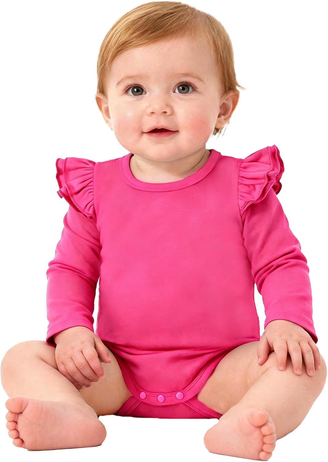 Magic Park 0-24M Infant Girl Romper Baby Girls Solid Color Bodysuit Toddler Ruffle Jumpsuit Shirts Casual Tops Baptism Shirt - Image 2