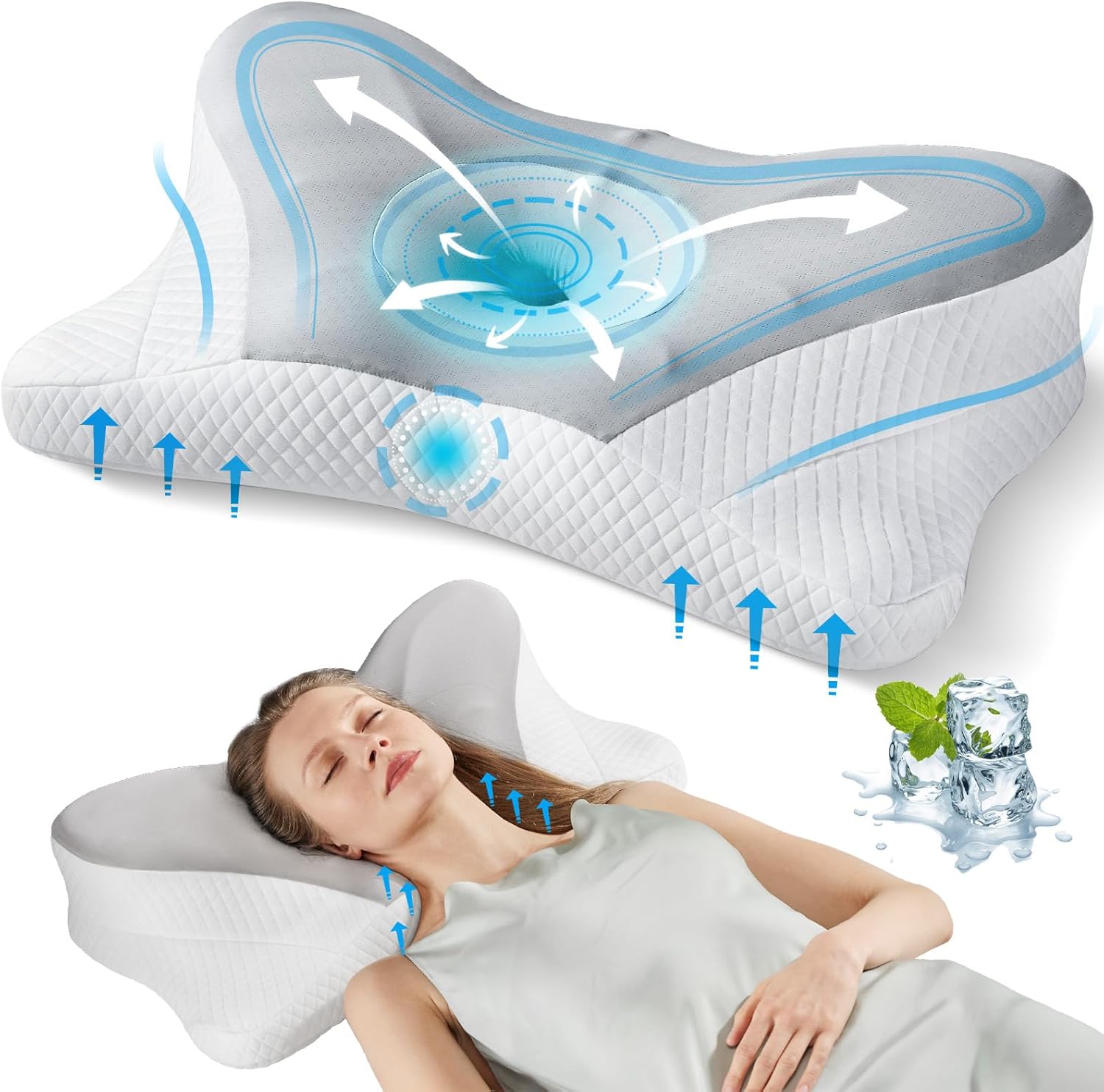 JHK Contour Neck Pillows for Neck Pain Relief, Ergonomic