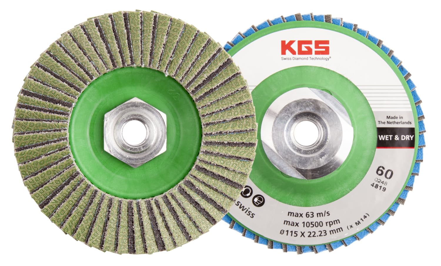 KGS HYBRID T - Discos de láminas ø115 - M14 - grano 60 verde