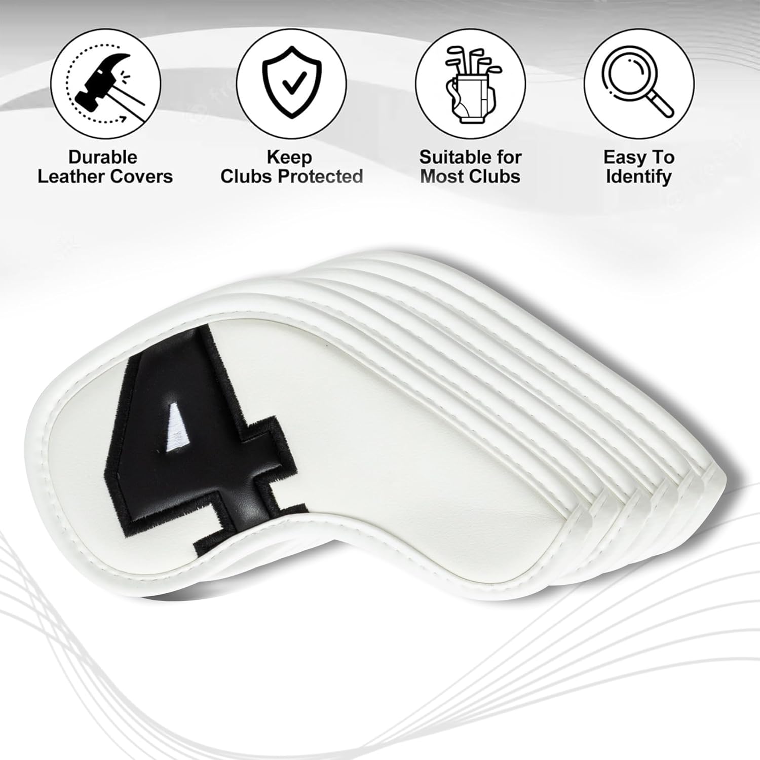 Golf 10pcs/12pcs Thick Synthetic Leather Golf Iron Head Covers Set Headcover Fit All Brands