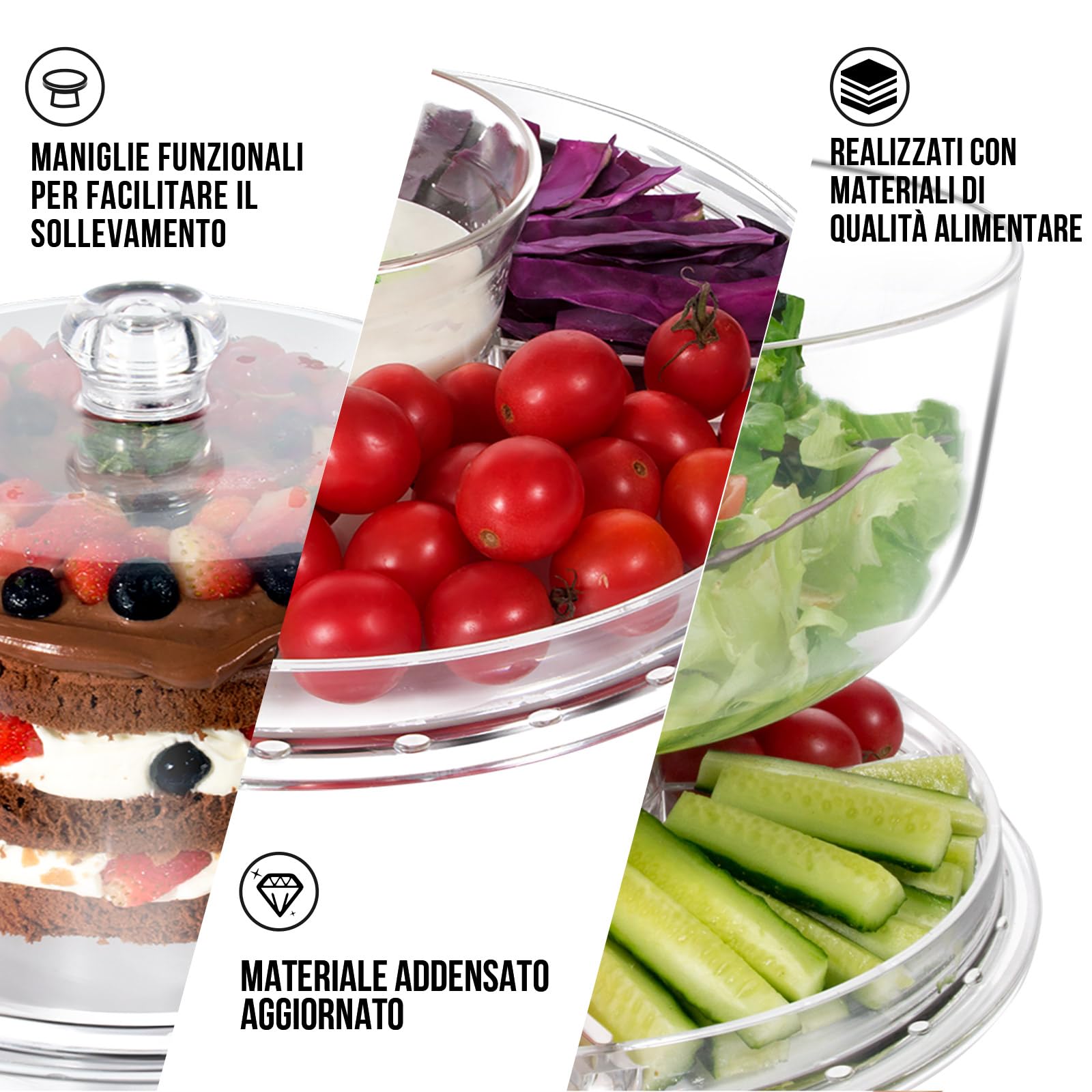 Porta Torta Con Alzata E Cupola - Display Per Dolci, Diametro 30 Cm, Materiale Sicuro - Foto 5