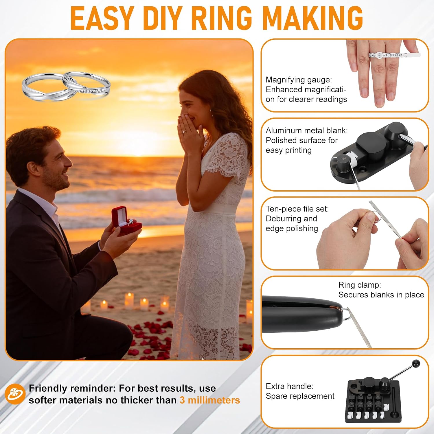 18 Pcs Ring Bender, Complete Ring Bender Tool Rings Bending, Spoon Rings Maker Machine with Nylon Mold, Multi-Functional Ring Earring Bending Tool, Sizer Measuring Tools Suitable for Gift-Giving