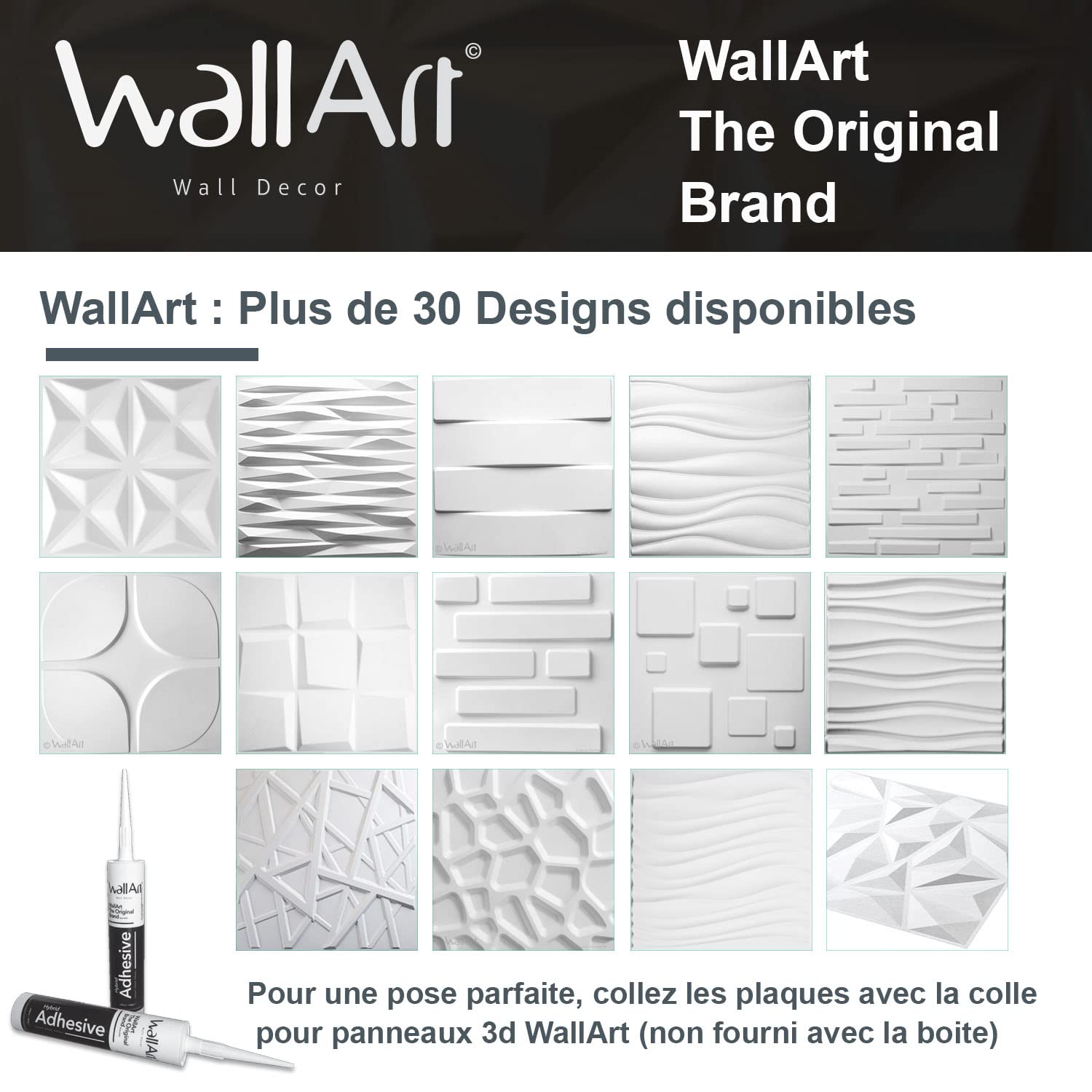 Panel de pared 3D WallArt | 12 paneles de pared 3D (3 m²) | Decoración 3D, revestimiento de pared decorativo para crear una pared 3D (PUCK)