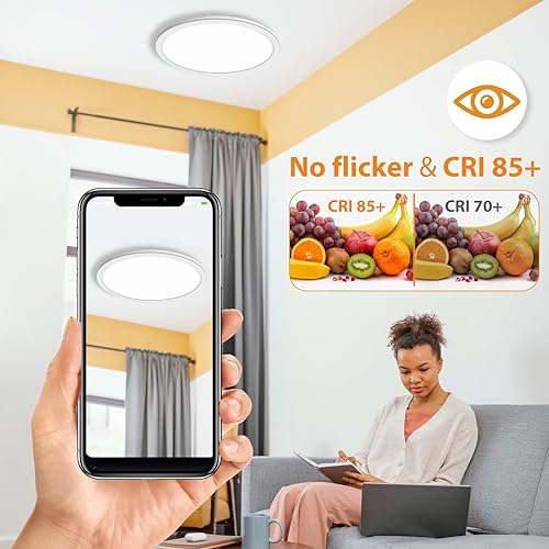 Miniatura 3 de slochi Paquete de 2 luces LED de techo empotradas de 12 pulgadas, luces de techo de 28 W, 3000 K4000 K5000 K seleccionables, 3200 lm superbrillantes