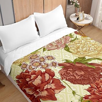 Highdi Reversible Bed Throws Quilted Bedspreads, Modern Floral Style Patchwork Quilt Comforter Single Double King Size,Cotton Throw Summer Quilt,Quilted Blanket for Seasons (Floral,100x150cm)