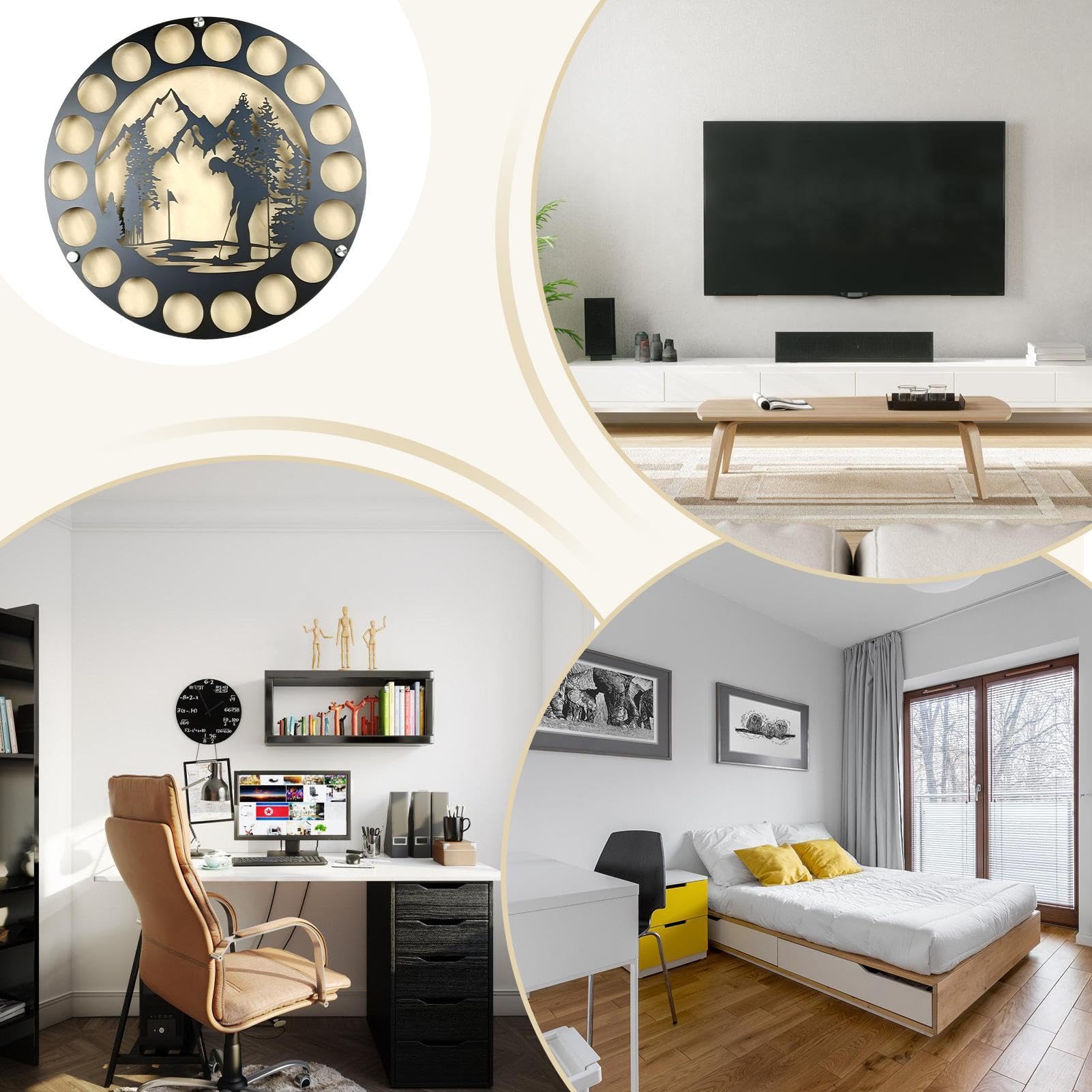 Golfball Wandregal Aus Holz & Eisen - Präsentation Deiner Golfbälle