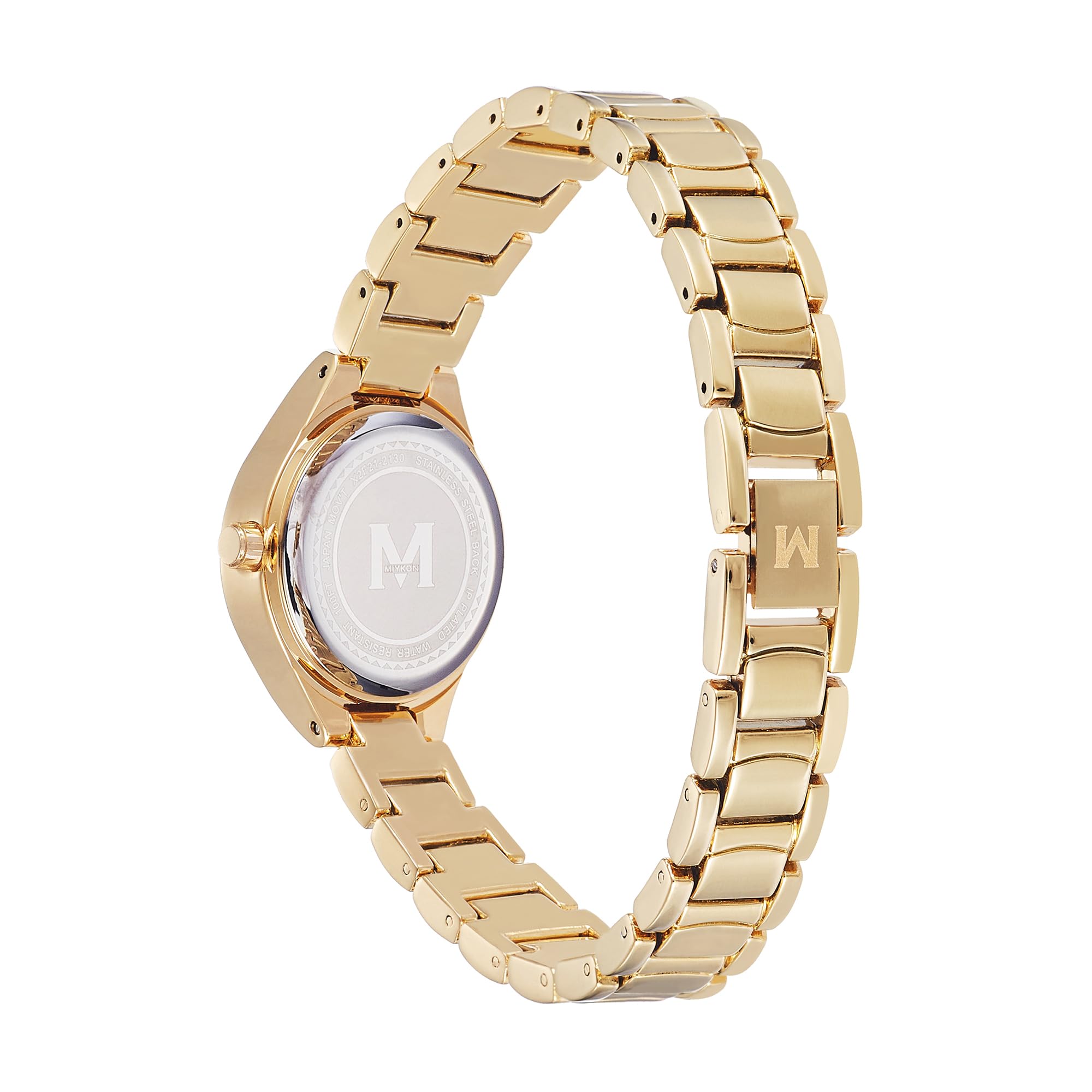 Miykon Relojes de plata y oro para mujer, pequeño y delicado reloj para mujer con cristales auténticos, pulsera de joyería para mujer pulida con iones, vidrio resistente a los arañazos, cuarzo japonés