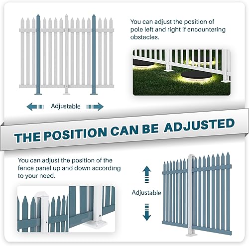 Miniatura 5 de Coarbor 1 juego de valla de vinilo de 84 x 30 pulgadas, valla decorativa de PVC blanco para patio, patio al aire libre, barrera para mascotas, valla