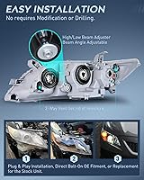 Vista 7 de Nilight - Conjunto de faros delanteros compatible con Toyota Camry 2007 2008 2009, reemplazo de faros, carcasa negra, reflector ámbar, lado